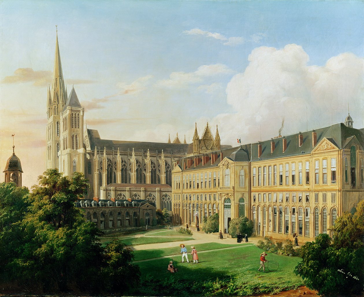 Abbey Church of Saint-Denis og School of the Legion of Honor i 1840 av Aline Clement