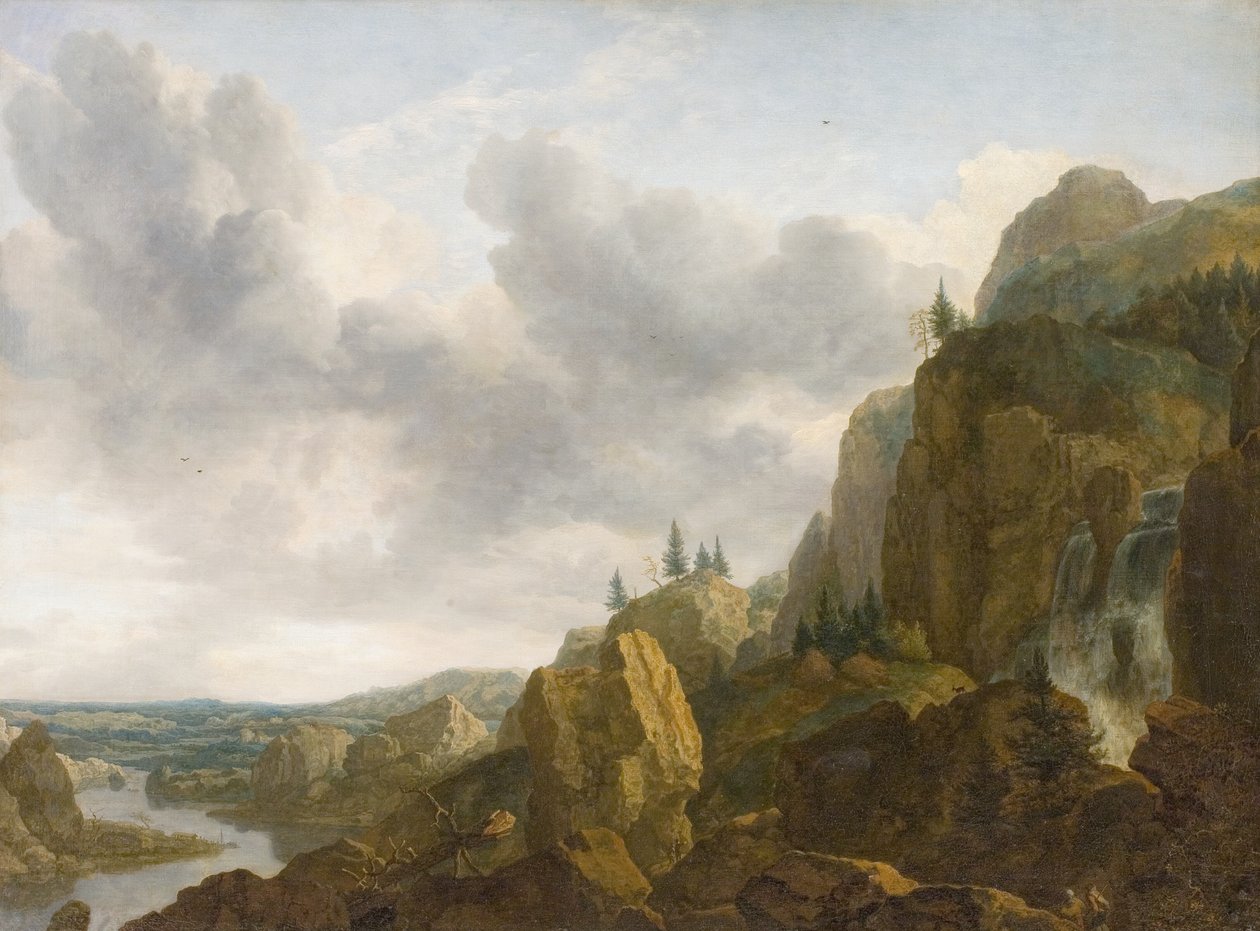 Nordlig fjelllandskap med foss av Allaert van Everdingen
