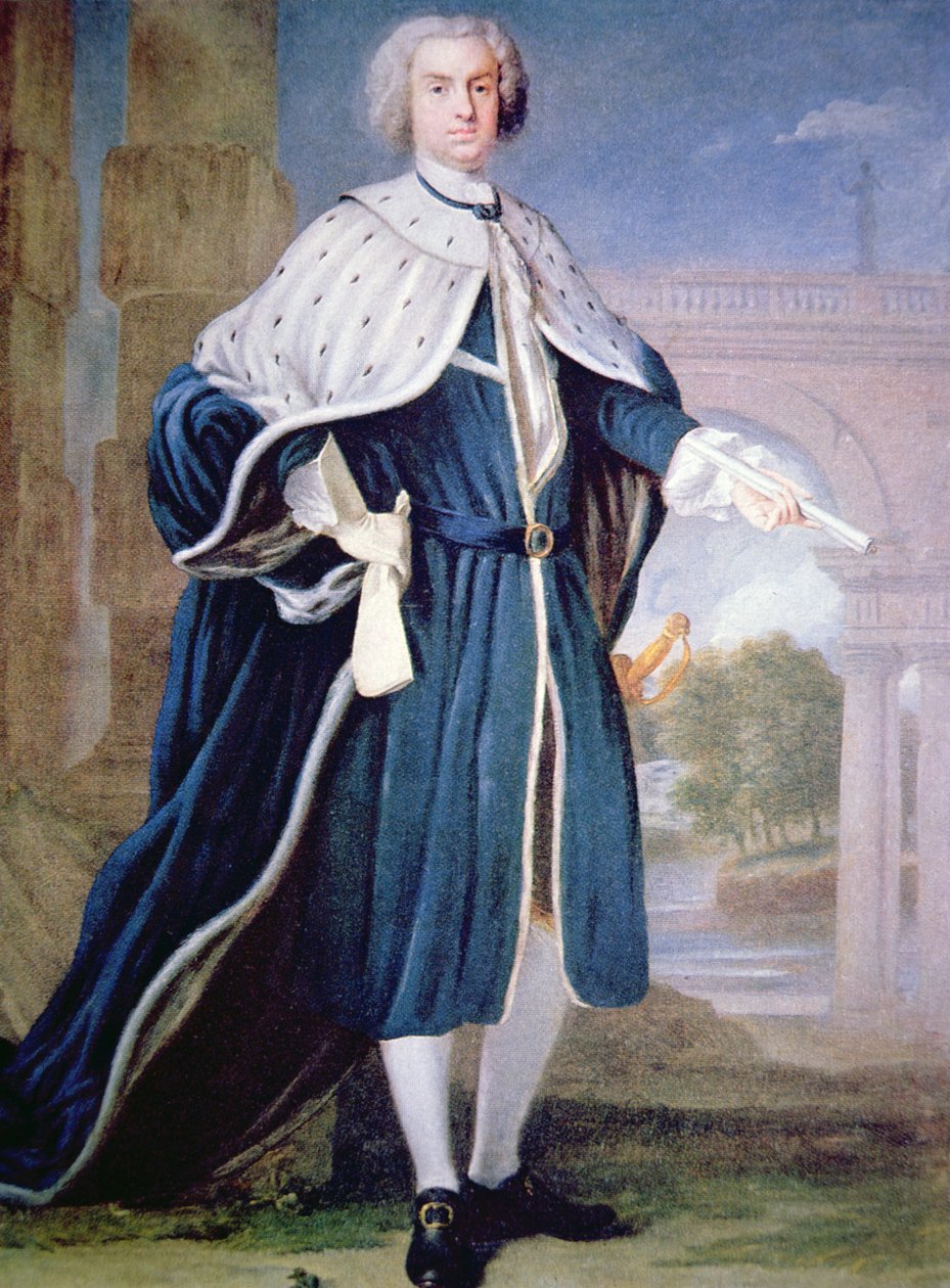 Portrett av Charles Calvert (farge litho) av Allan (after) Ramsay