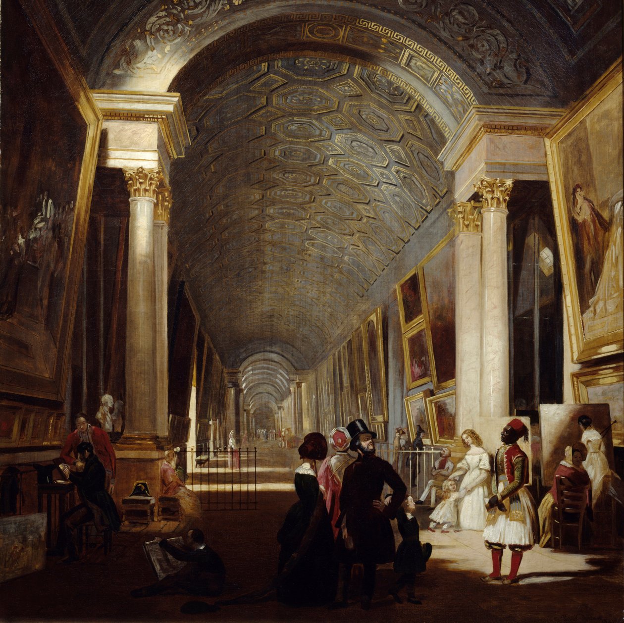 The Grand Galerie du Louvre i 1841. Maleri av Allan Fraser (? - 1890) Ec. Ang. av Allan Fraser