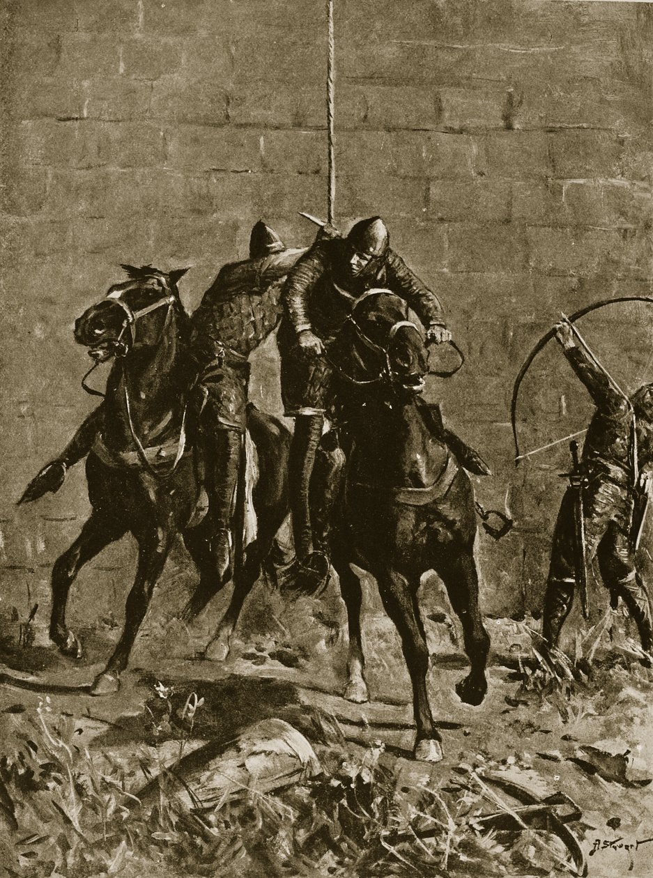 Stephen redder prins Henry av Skottland ved Ludlow, illustrasjon fra 