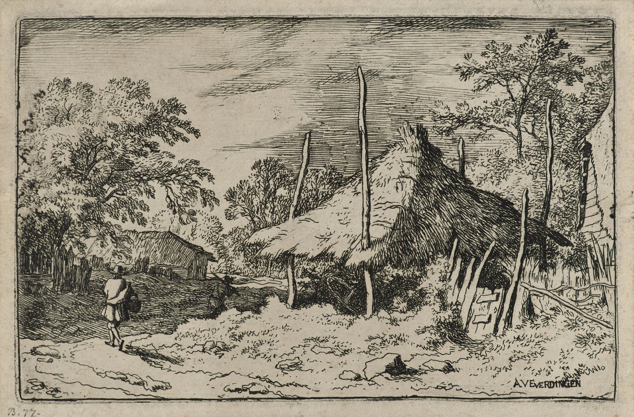 Hjul under et justerbart ly (etsing på papir) av Allart van Everdingen