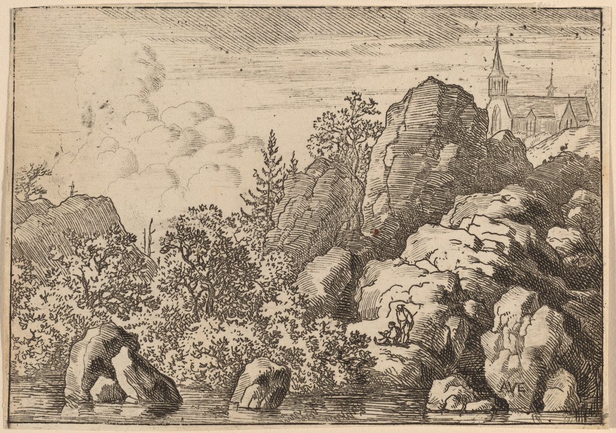 Church on a Hill, sannsynligvis ca. 16451656. av Allart van Everdingen