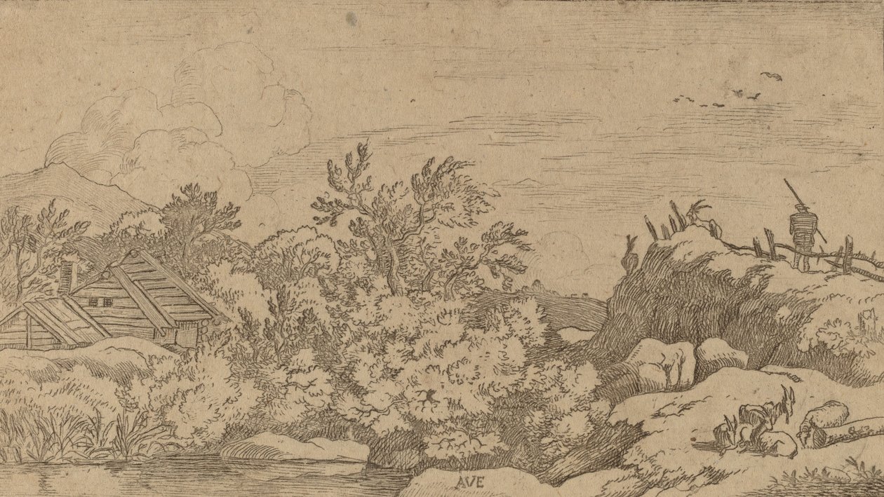 Geiteflokk på en høyde, sannsynligvis ca. 16451656. av Allart van Everdingen