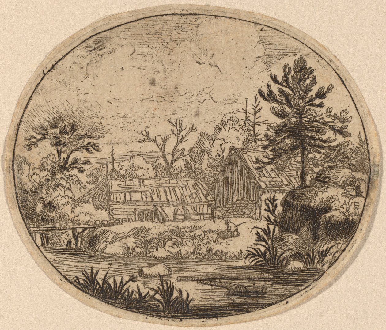 Hamlet ved bredden av en elv av Allart van Everdingen