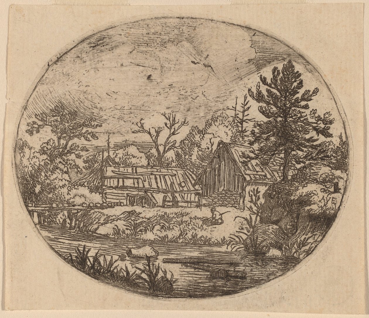 Hamlet ved bredden av en elv av Allart van Everdingen