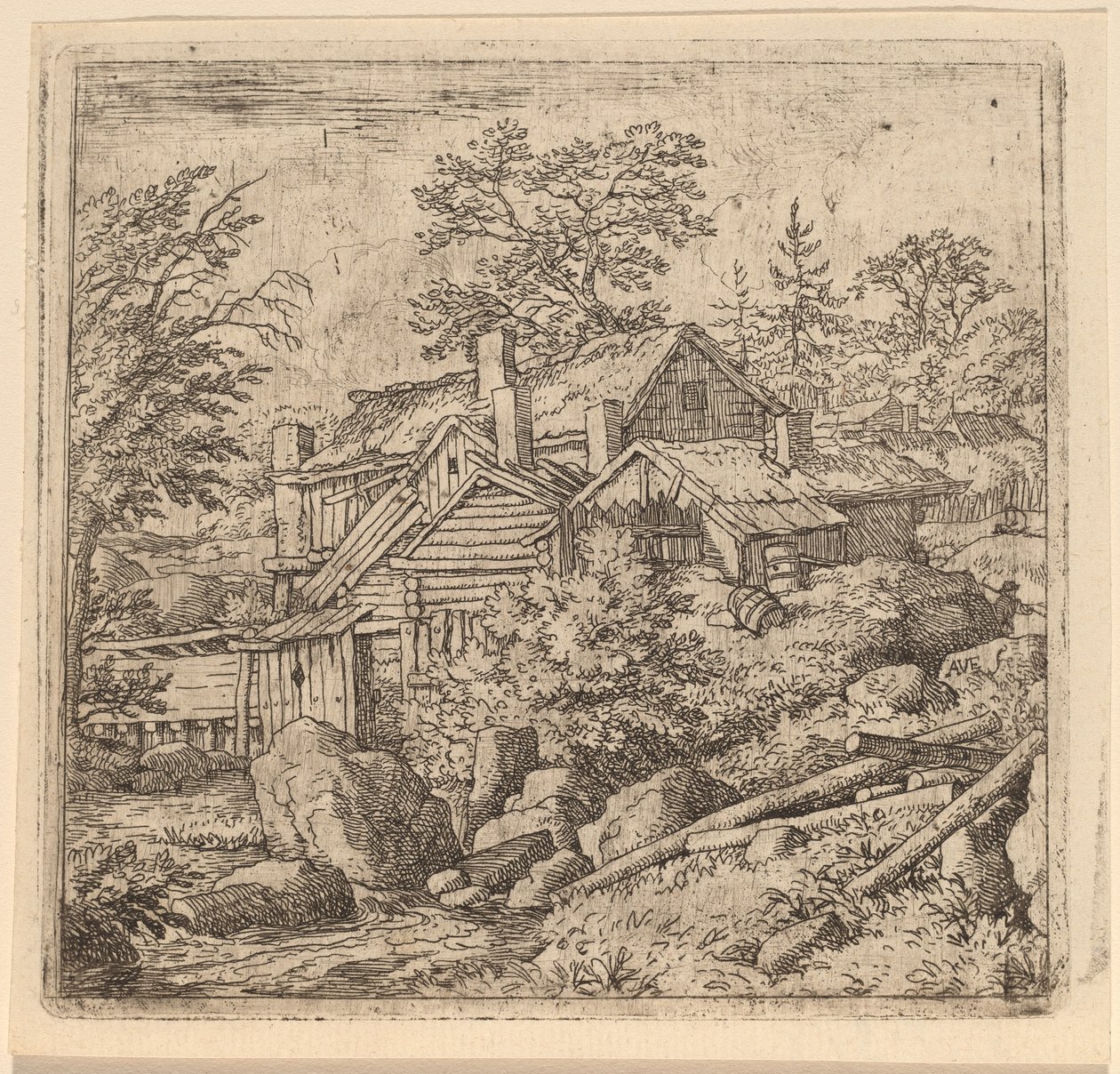 Hamlet på en fjellside av Allart van Everdingen