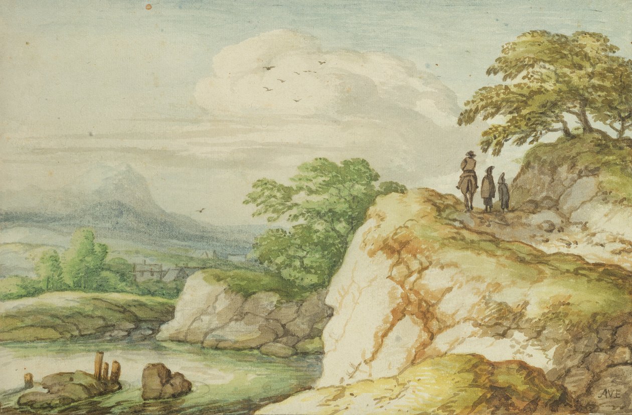 Turgåere i høylandet, ca. 1655 av Allart van Everdingen