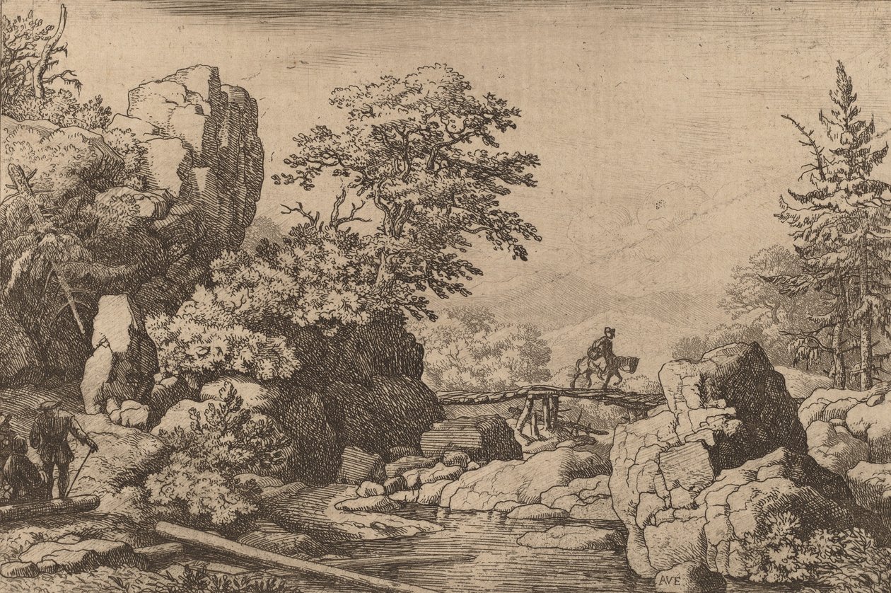 Rytter på en bro, sannsynligvis ca. 16451656. av Allart van Everdingen