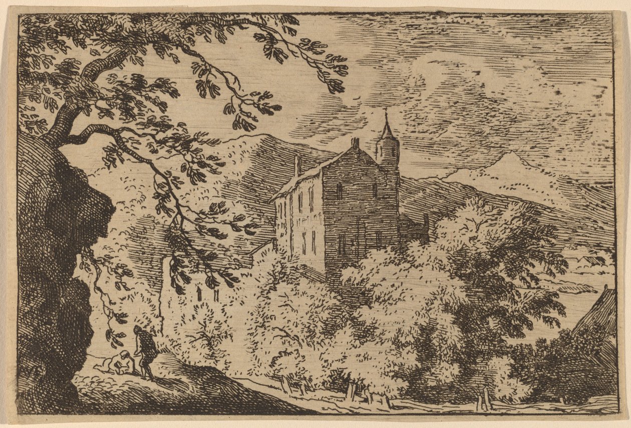Stort hus med et tårn, sannsynligvis ca. 16451656. av Allart van Everdingen