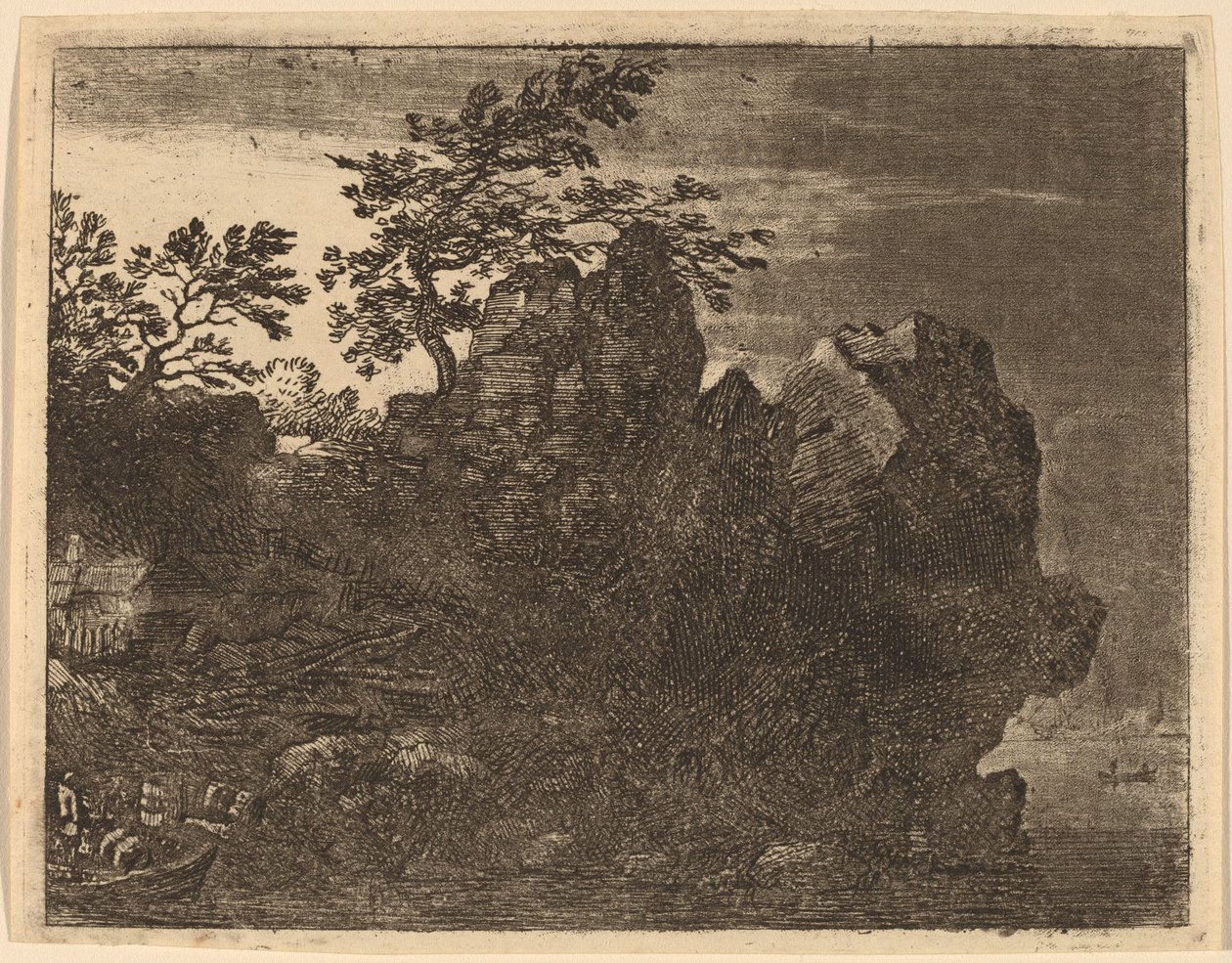 Stor stein ved elven, sannsynligvis ca. 16451656. av Allart van Everdingen