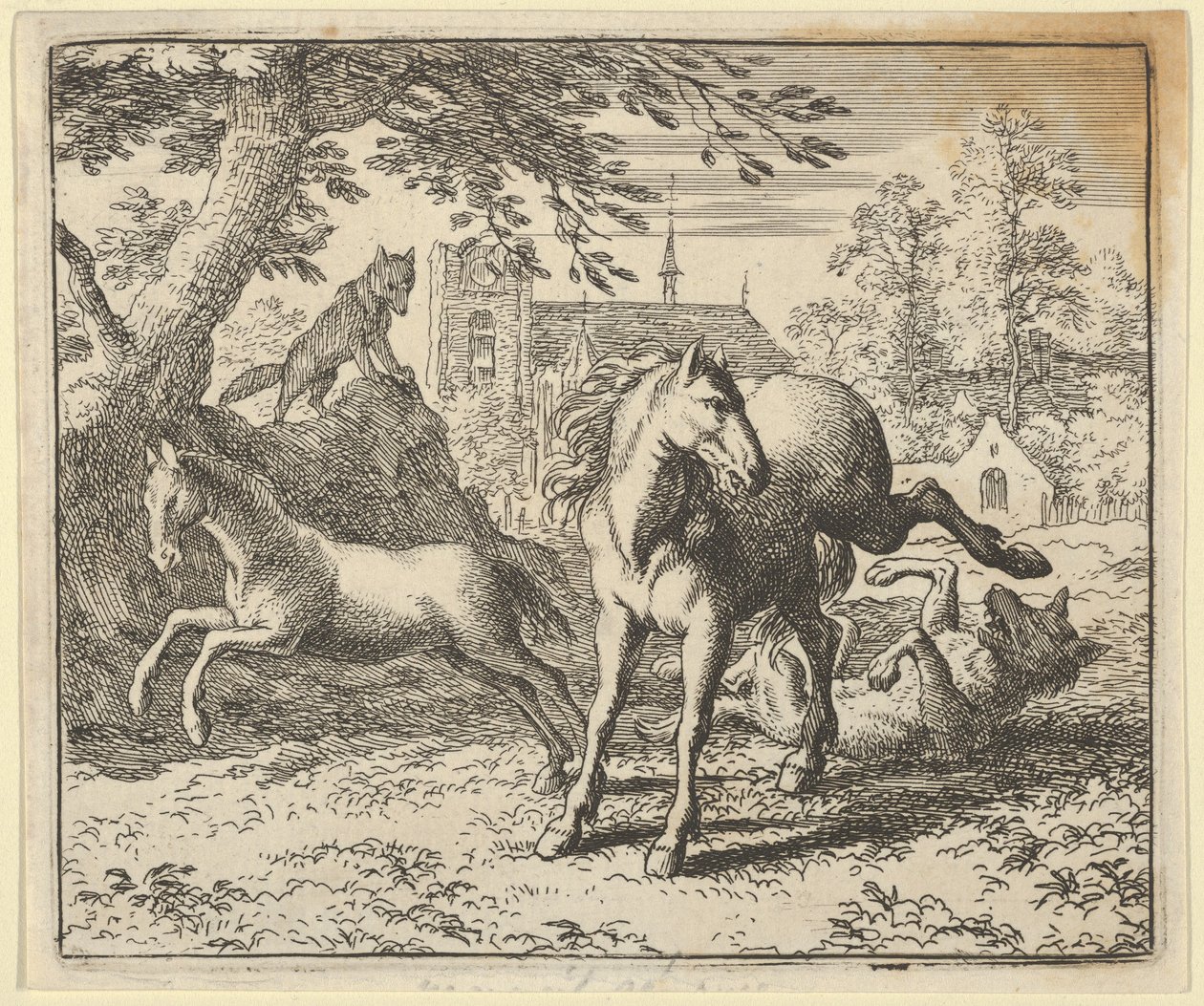 Renard går med grevlingen til retten for å appease the Lion's Anger, 1650-75. av Allart van Everdingen