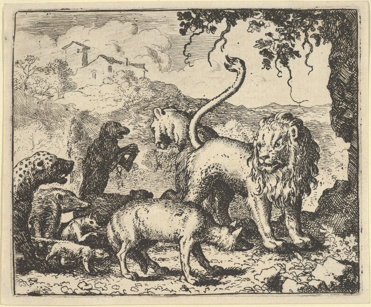 Renard er anklaget av ulven og flere dyr, 1650-75. av Allart van Everdingen