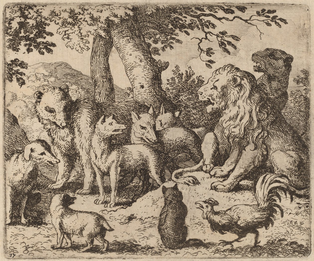 Reynard forsøker å rense seg selv, sannsynligvis ca. 16451656. av Allart van Everdingen