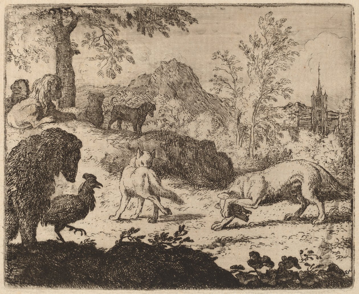 Reynard blinder ulven med ett øye, sannsynligvis ca. 16451656. av Allart van Everdingen