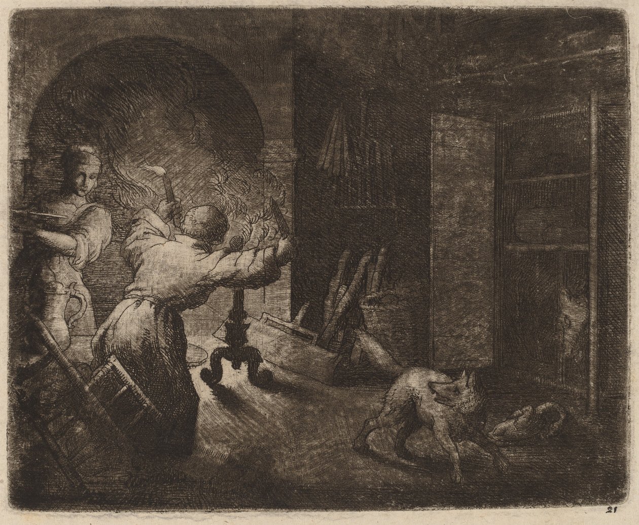 Reynard stjeler en kapong fra pastoren, sannsynligvis ca. 16451656. av Allart van Everdingen