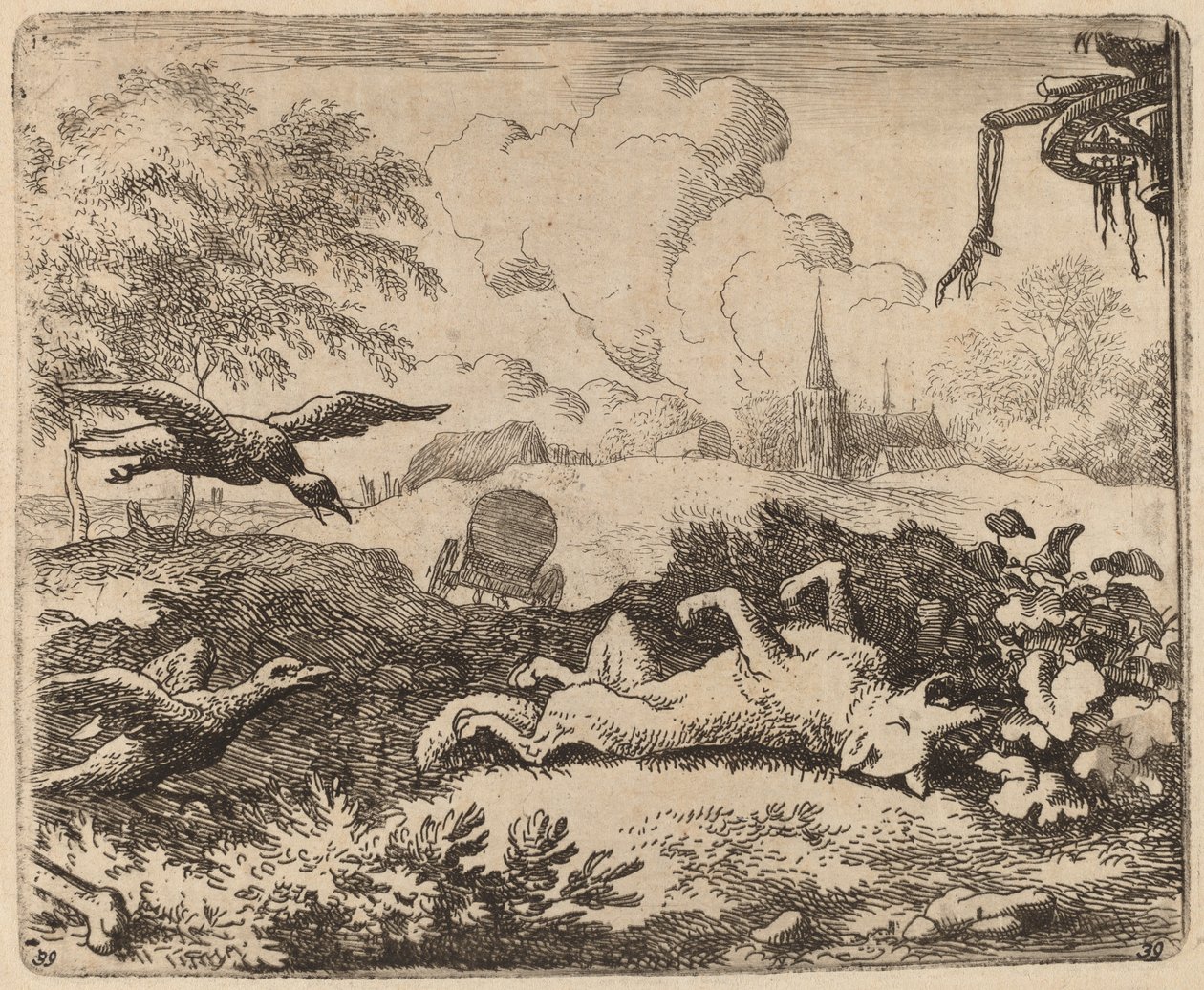 Reynard og kråkene, sannsynligvis ca. 16451656. av Allart van Everdingen