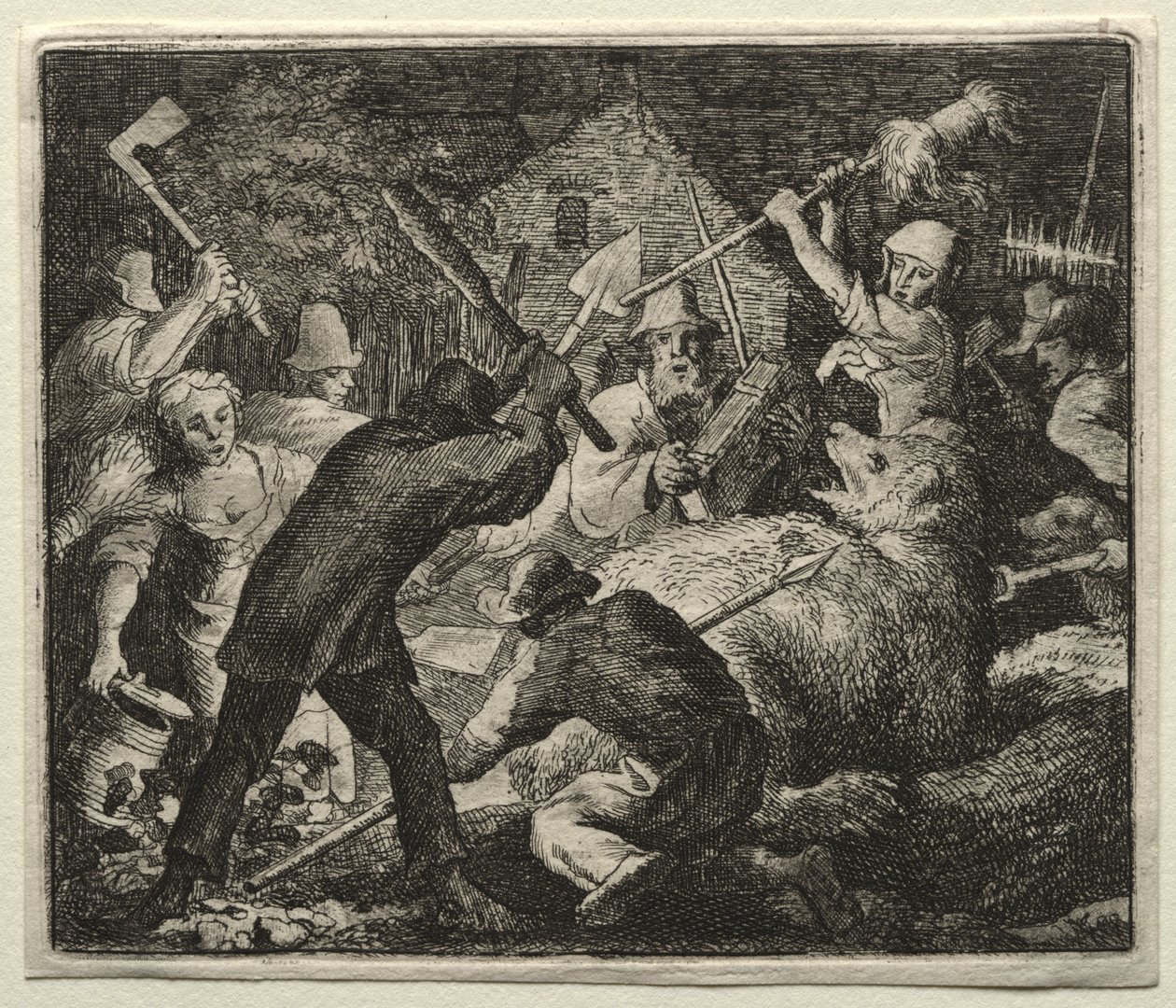 Reynard the Fox: Peasants Attack the Bear av Allart van Everdingen