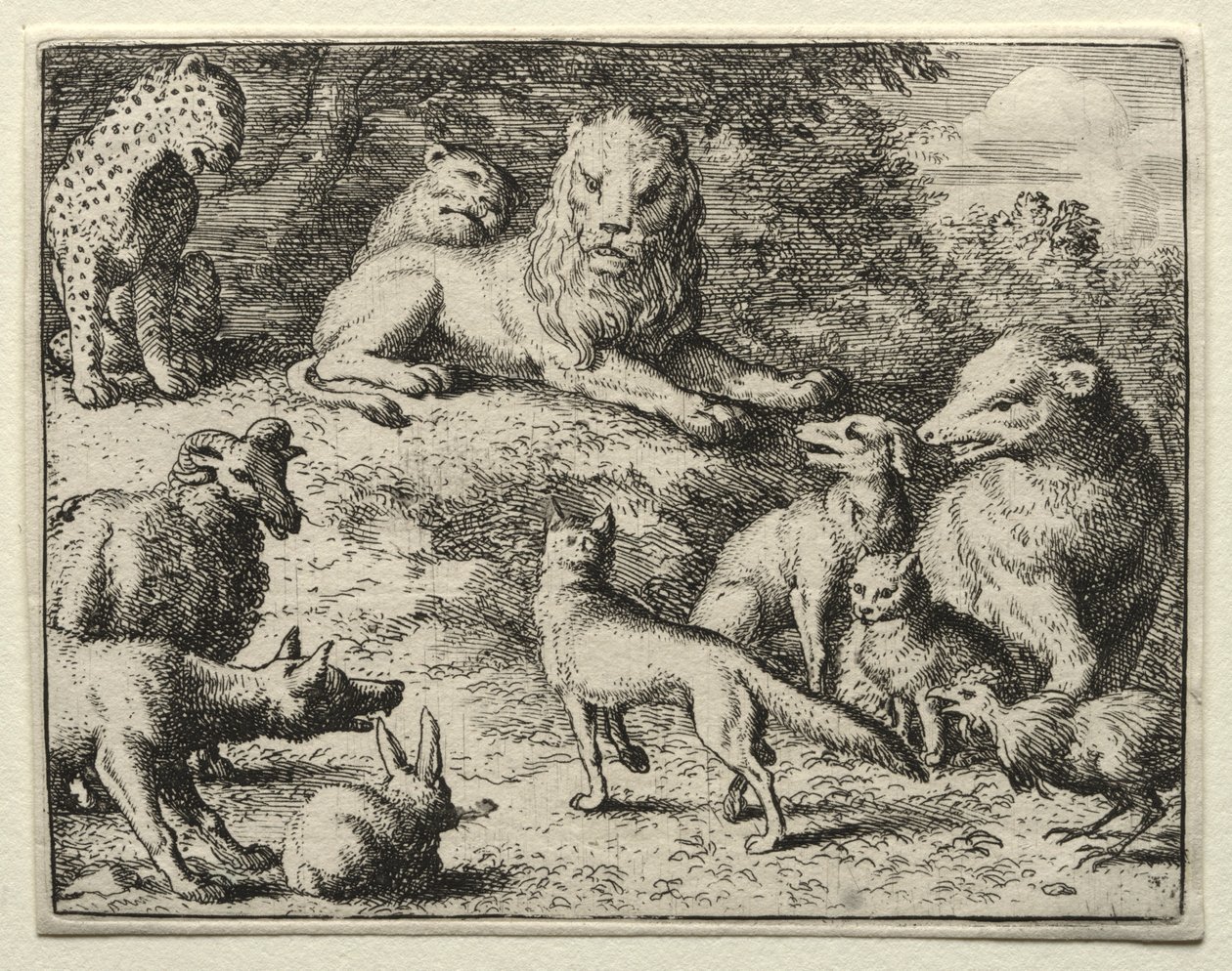 Reynard the Fox: Reynard dukker opp i retten. av Allart van Everdingen
