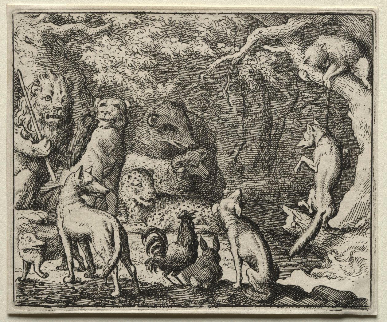 Reynard the Fox: Reynard ber om tillatelse til å tilstå. av Allart van Everdingen