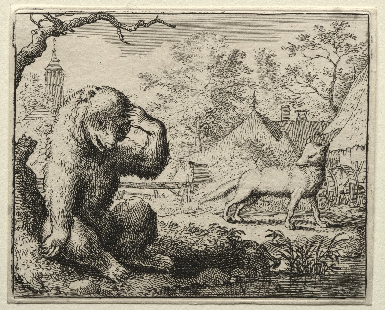 Reynard the Fox: Reynard Chides the Injured Bear. av Allart van Everdingen