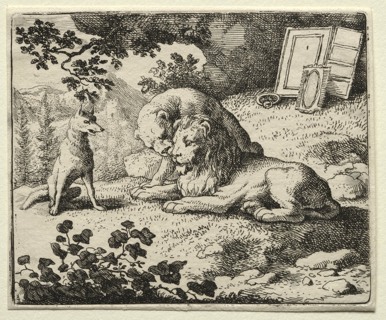 Reynard the Fox: Reynard lover gaver til løven. av Allart van Everdingen