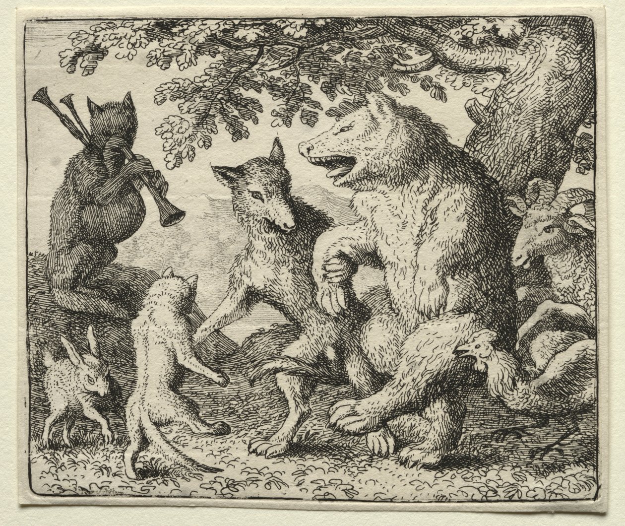 Reynard the Fox: The Wolf and the Bear feirer sin frihet. av Allart van Everdingen