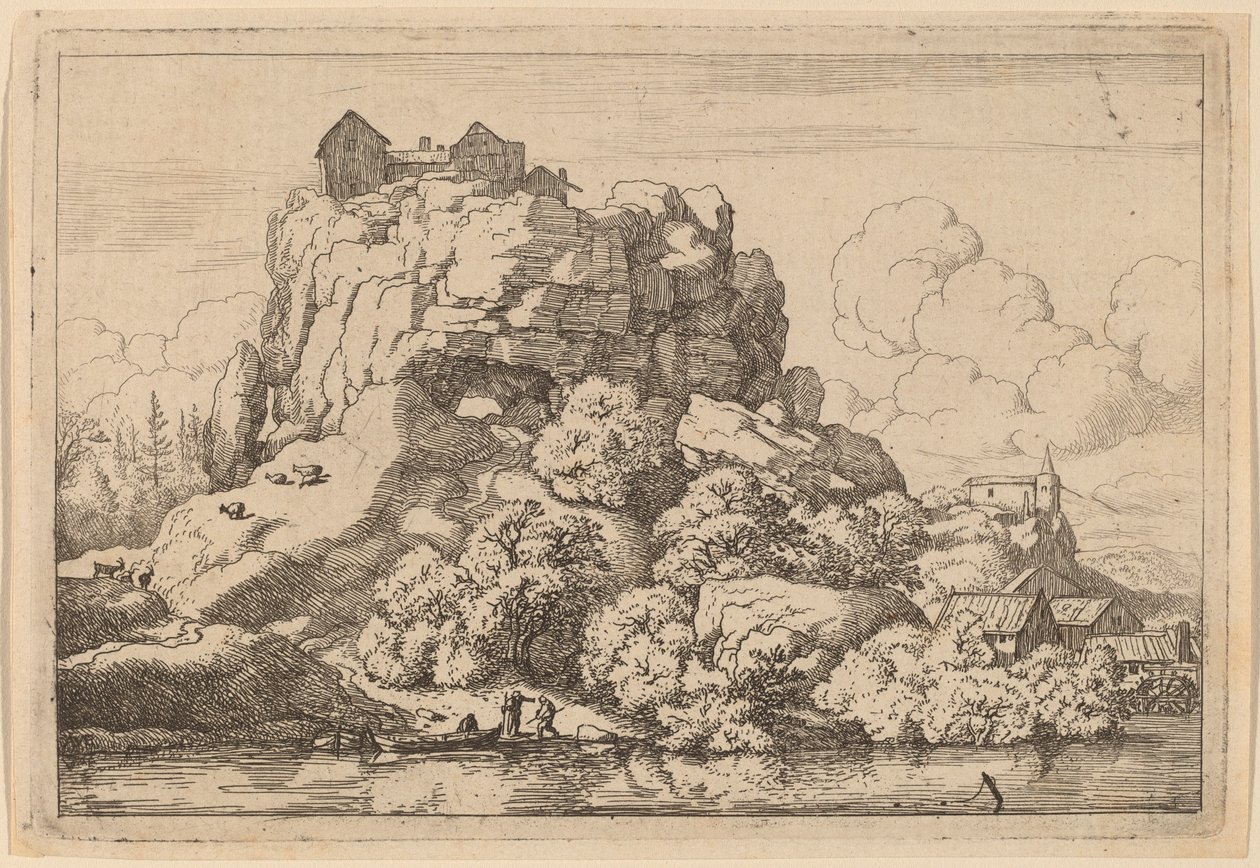 Elv ved foten av en høy stein, sannsynligvis ca. 16451656. av Allart van Everdingen