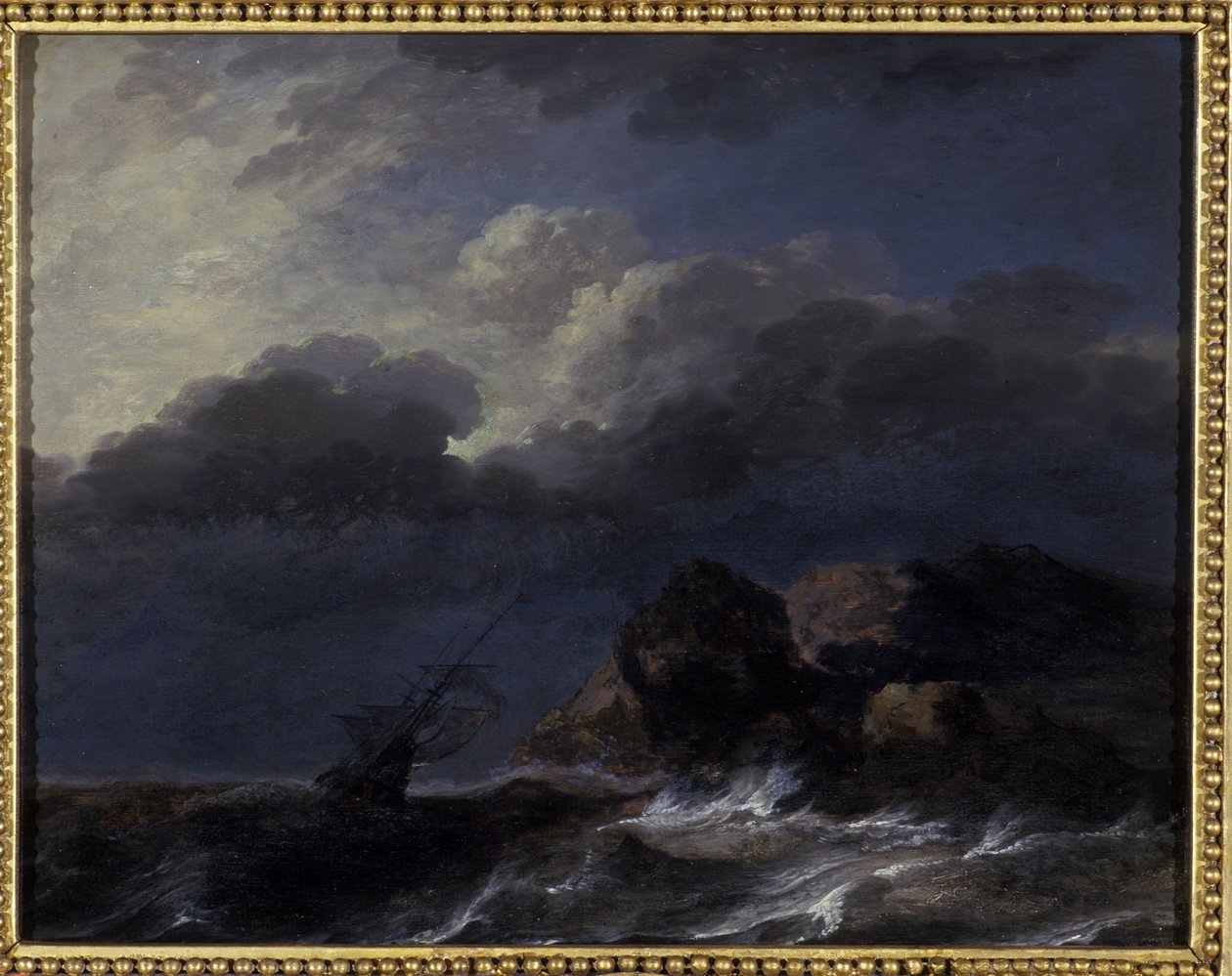 Seascape (olje på eik) av Allart van Everdingen