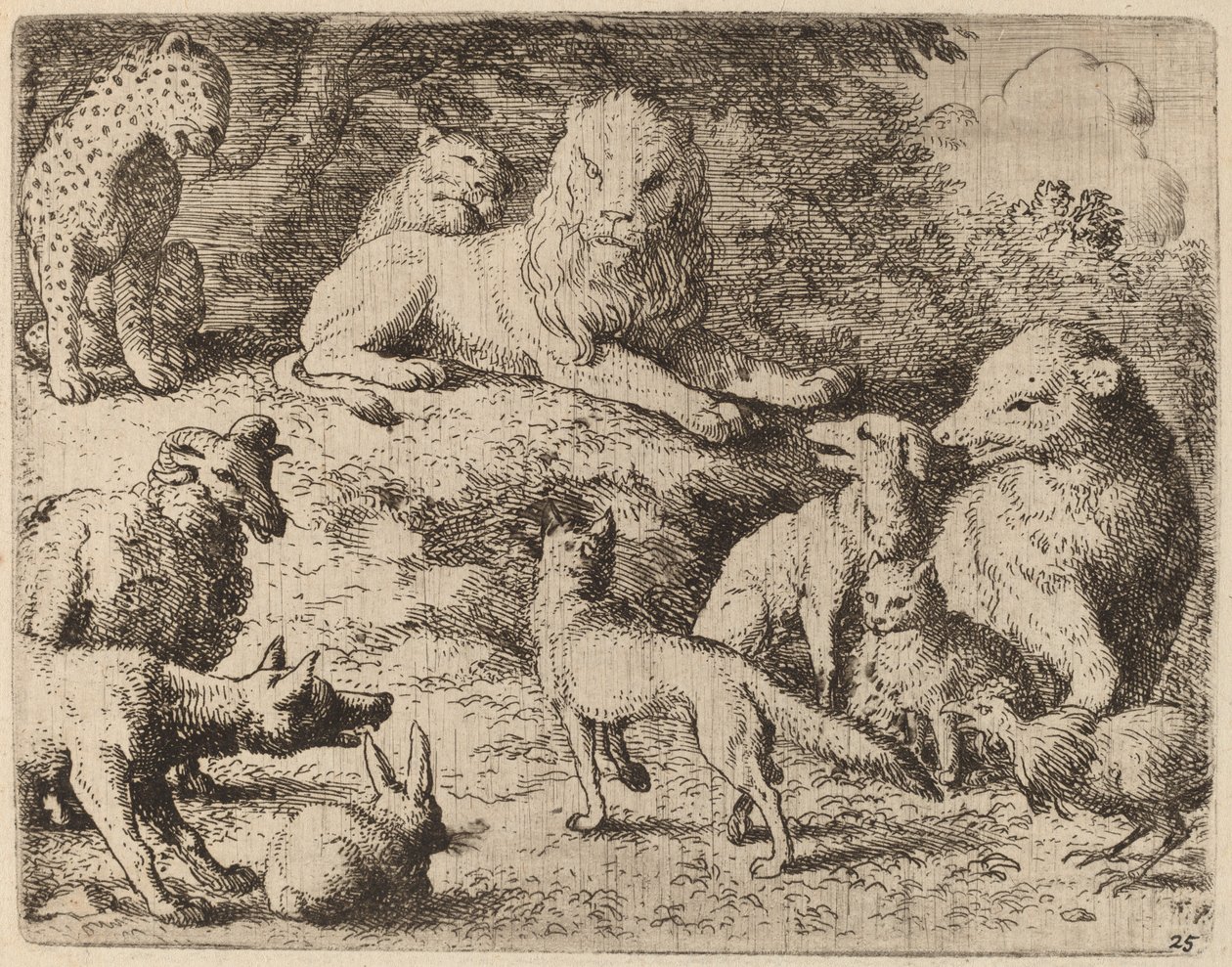 Dyrene presenterer anklagene sine mot Reynard, sannsynligvis ca. 16451656. av Allart van Everdingen