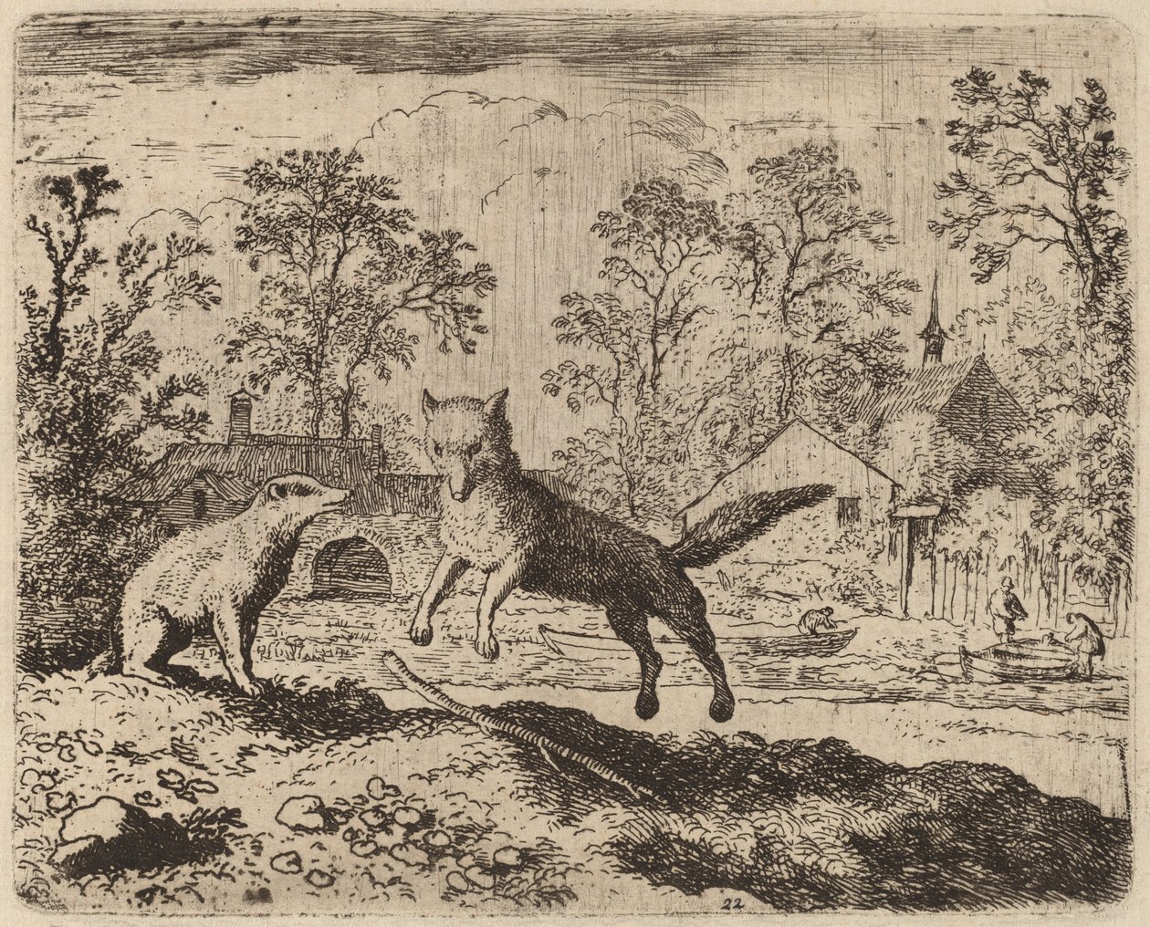 Grevlingen pålegger Reynard en bot, sannsynligvis ca. 16451656. av Allart van Everdingen