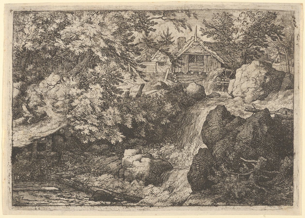 Kaskaden nær vannmøllen, 1600-tallet. av Allart van Everdingen