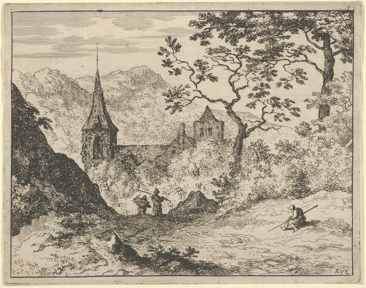 Kirken i dalen, 1600-tallet. av Allart van Everdingen