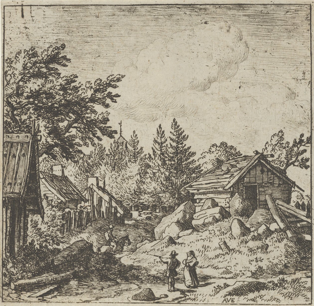 The Hamlet on the Monttainous Ground, 1600-tallet. av Allart van Everdingen