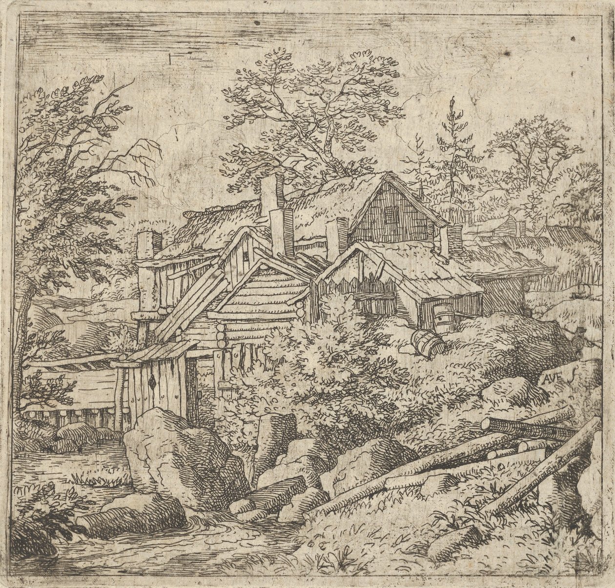 The Hamlet on the Mountainside, 1600-tallet. av Allart van Everdingen