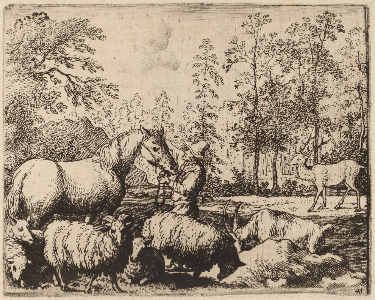 Hesten og hjorten, sannsynligvis ca. 16451656. av Allart van Everdingen
