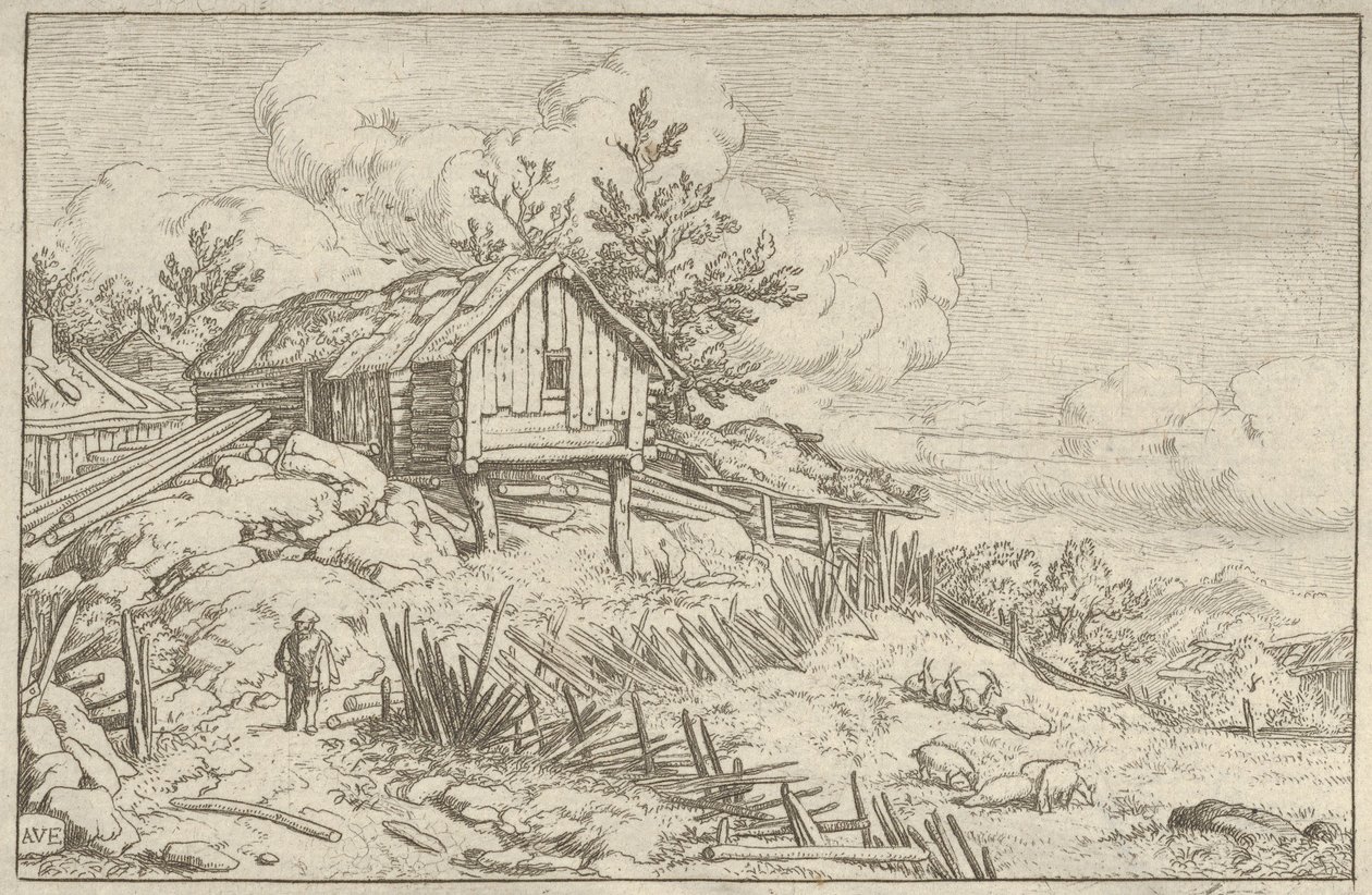 The Man near the Entry of the Ruinous Hedge, 1600-tallet. av Allart van Everdingen