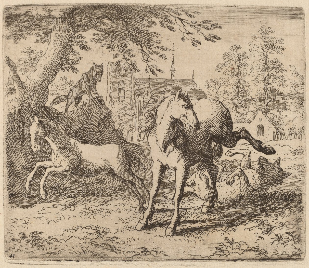 Hoppa og ulven, sannsynligvis ca. 16451656. av Allart van Everdingen