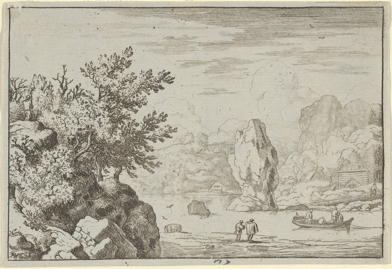 The Rock in the Middle of the River, 1600-tallet. av Allart van Everdingen