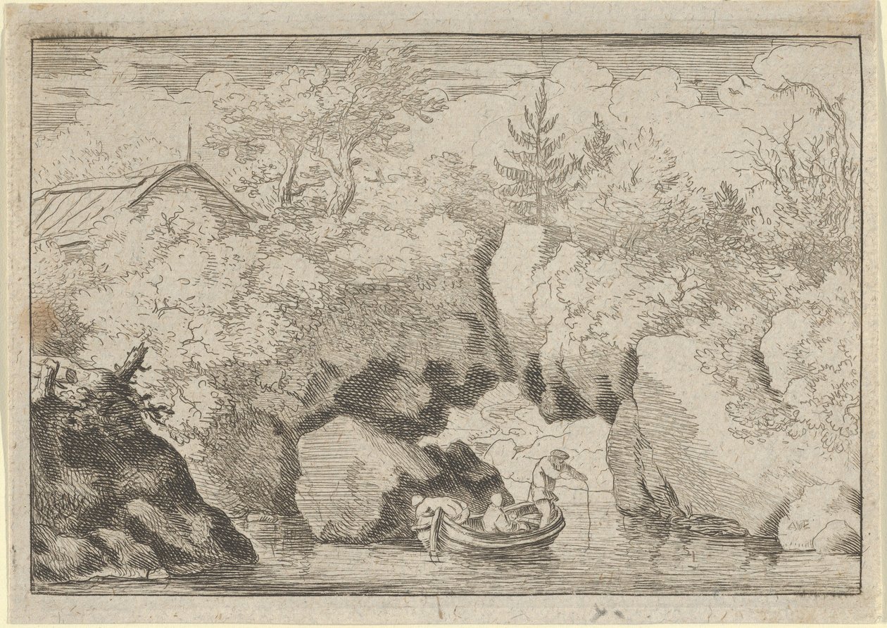The Skiff nær Pierced Rock, 1600-tallet. av Allart van Everdingen
