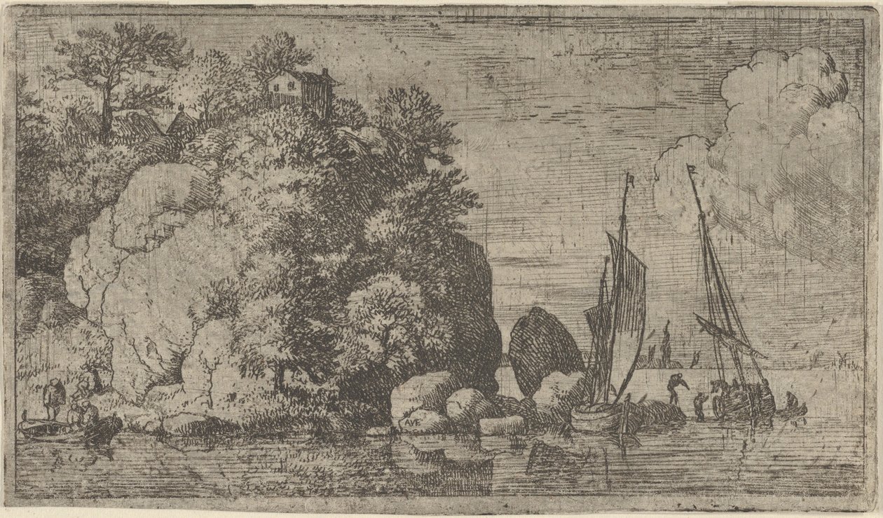 De to båtene på elven, 1600-tallet. av Allart van Everdingen