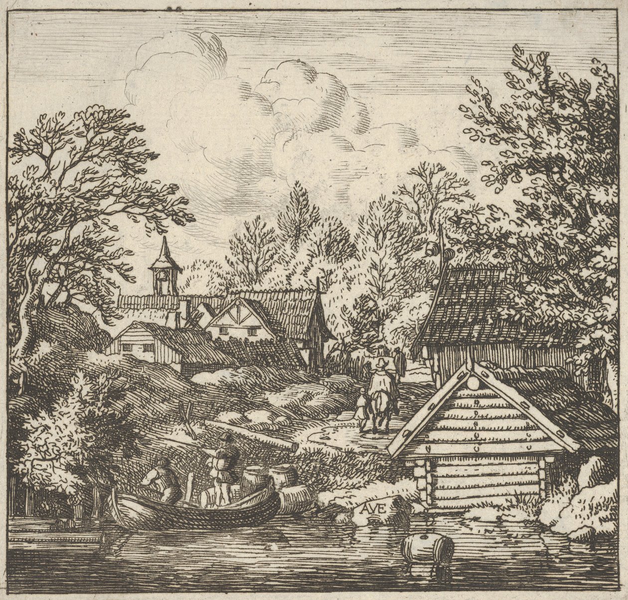 The Lossing of the Barge, 1600-tallet. av Allart van Everdingen