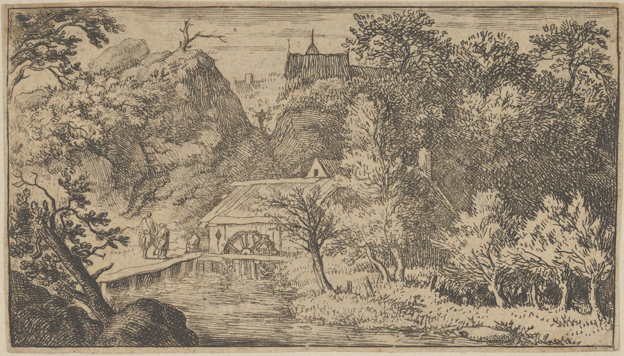 Vannmøllen ved foten av fjellet, 1600-tallet. av Allart van Everdingen