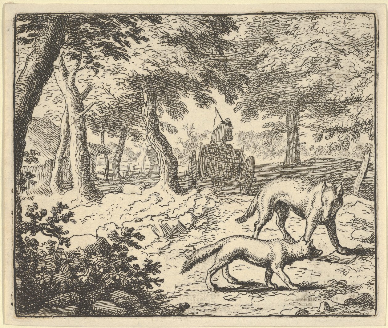 Ulven anklager Renard for å spise fisken han stjal, 1650-75. av Allart van Everdingen