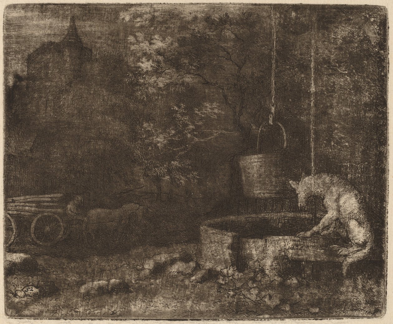 Ulven og brønnen, sannsynligvis ca. 16451656. av Allart van Everdingen