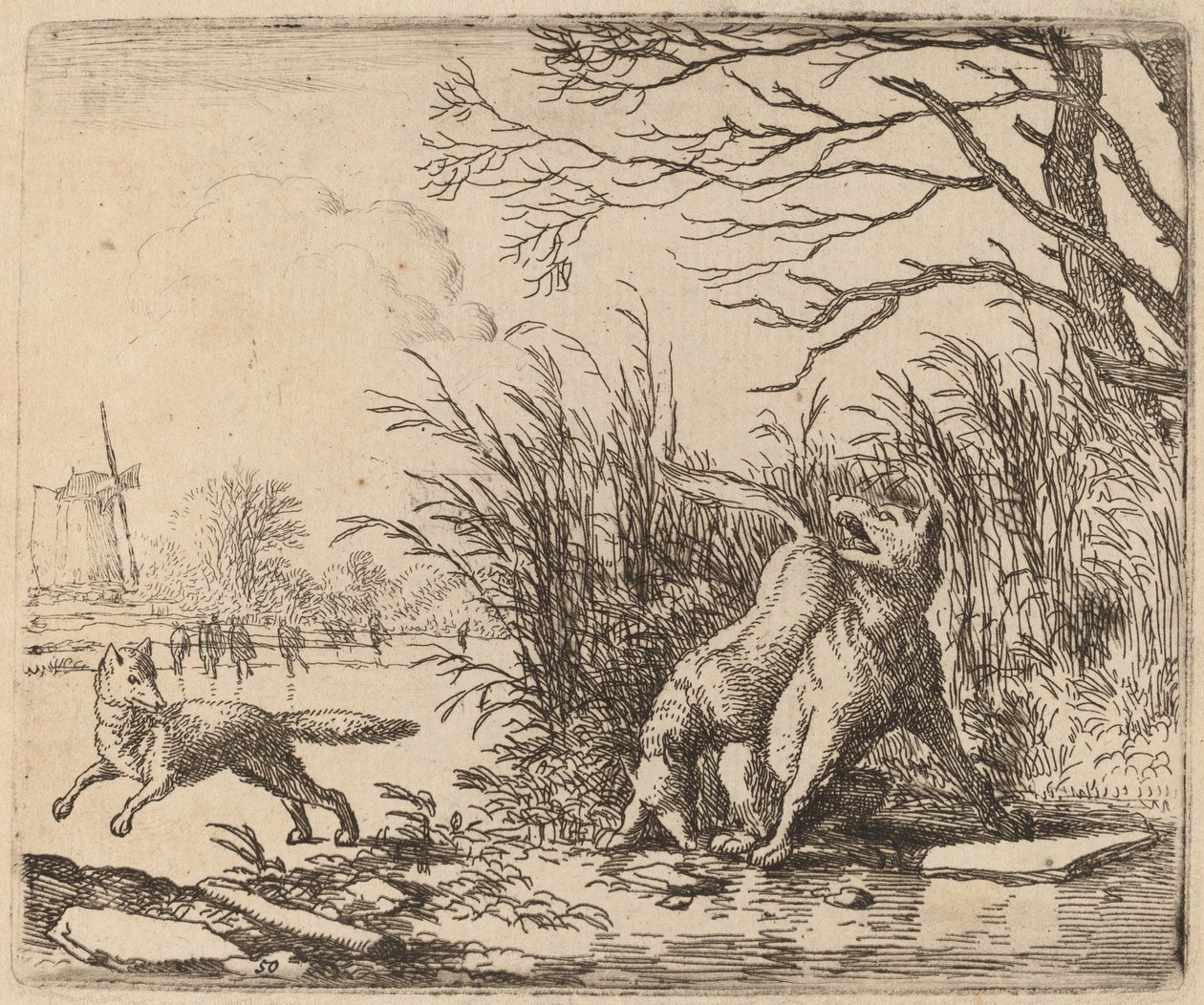 The Wolves on the Ice, sannsynligvis ca. 16451656. av Allart van Everdingen