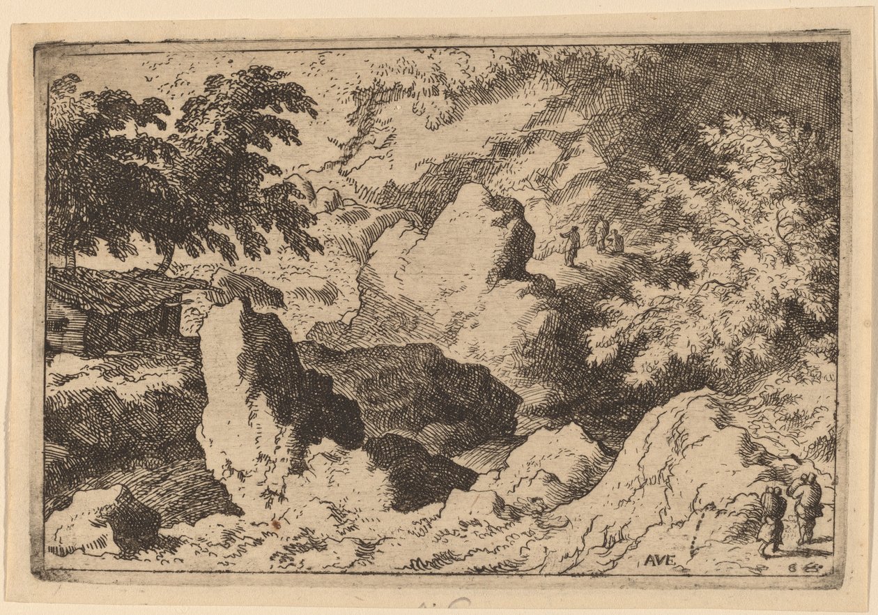 Three Men on a Rock, sannsynligvis ca. 16451656. av Allart van Everdingen