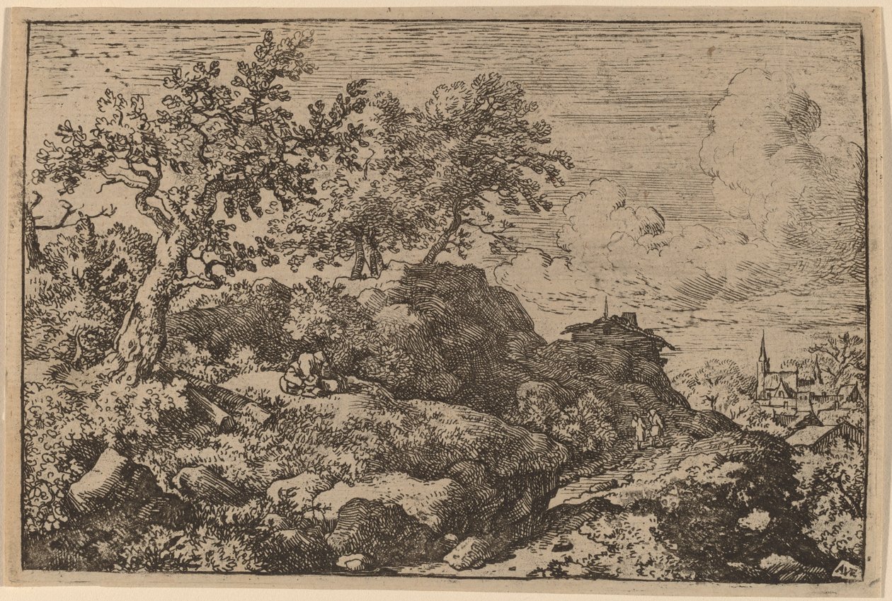 To bønder som sitter på en høyde, sannsynligvis ca. 16451656. av Allart van Everdingen