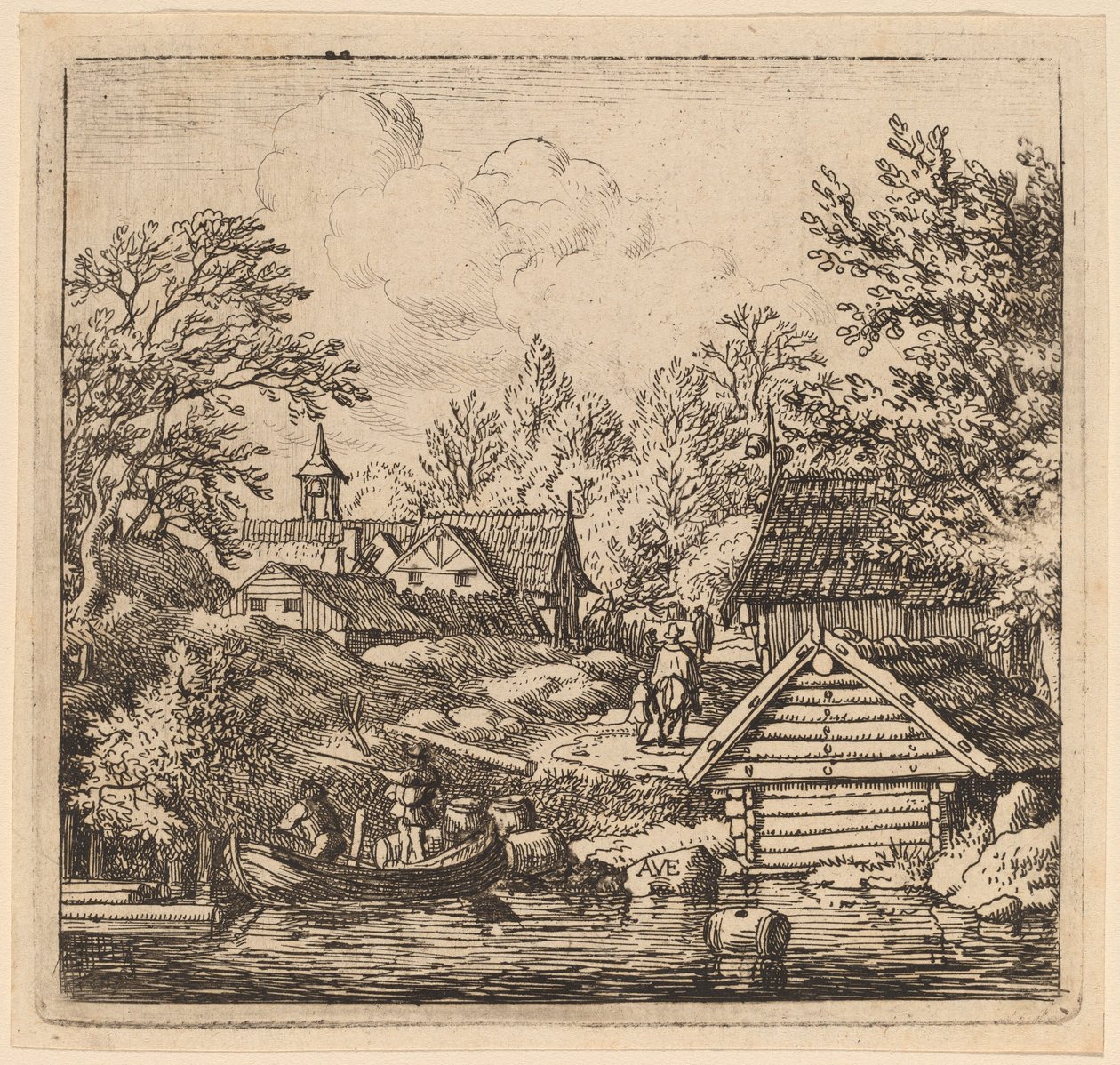 Lossing av en lekter, sannsynligvis c. 16451656. av Allart van Everdingen