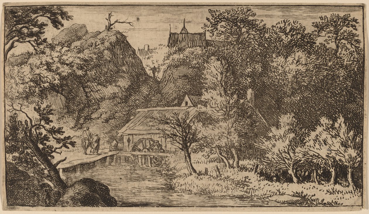 Vannmølle ved foten av et fjell, sannsynligvis ca. 16451656. av Allart van Everdingen